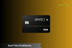 Schwarze Awa7 Visa Kreditkarte mit Chip und kontaktloser Bezahlfunktion.